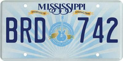 MS license plate BRD742