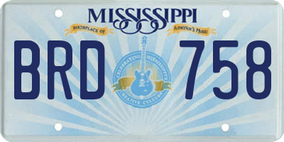 MS license plate BRD758
