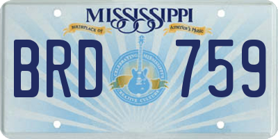 MS license plate BRD759