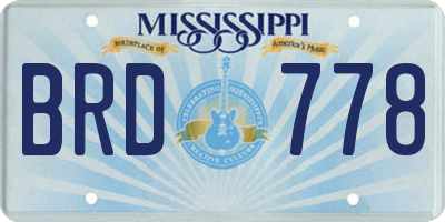 MS license plate BRD778