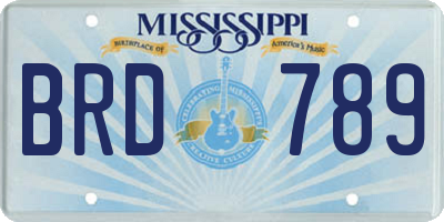 MS license plate BRD789