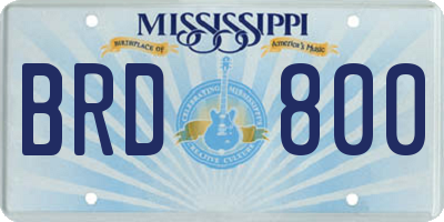 MS license plate BRD800