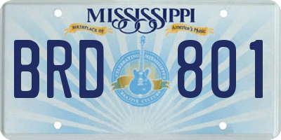 MS license plate BRD801