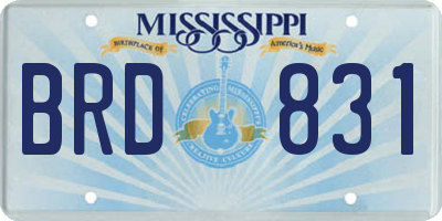 MS license plate BRD831