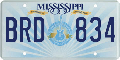 MS license plate BRD834