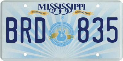 MS license plate BRD835