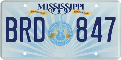 MS license plate BRD847