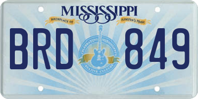 MS license plate BRD849