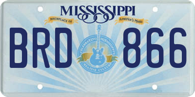 MS license plate BRD866