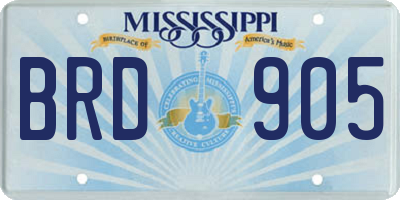 MS license plate BRD905