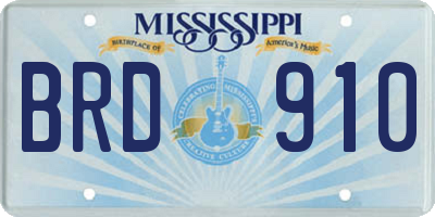 MS license plate BRD910