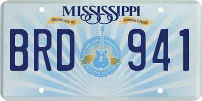MS license plate BRD941
