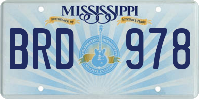 MS license plate BRD978