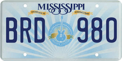 MS license plate BRD980