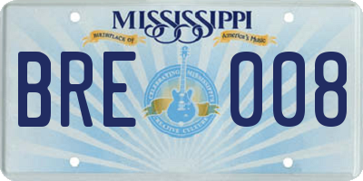 MS license plate BRE008