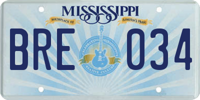 MS license plate BRE034
