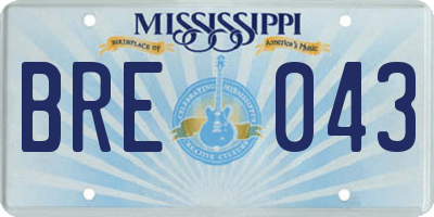 MS license plate BRE043