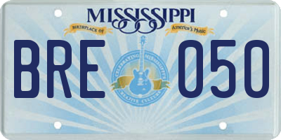 MS license plate BRE050