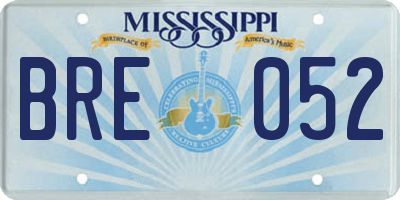 MS license plate BRE052