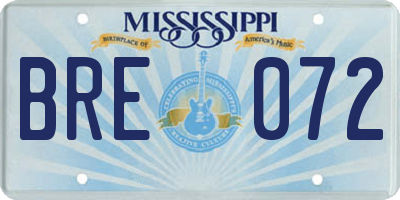 MS license plate BRE072