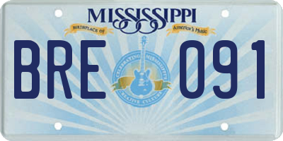 MS license plate BRE091