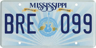 MS license plate BRE099