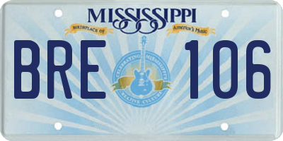 MS license plate BRE106