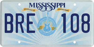 MS license plate BRE108