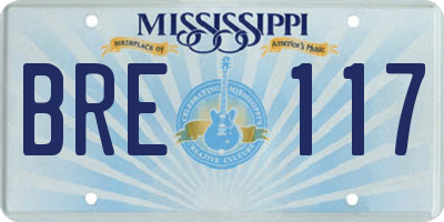 MS license plate BRE117