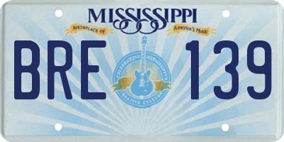 MS license plate BRE139