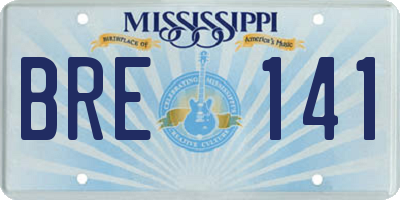 MS license plate BRE141