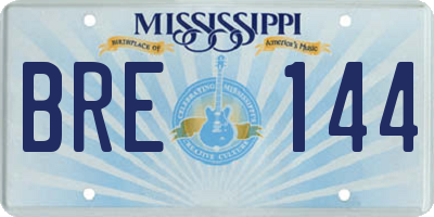 MS license plate BRE144