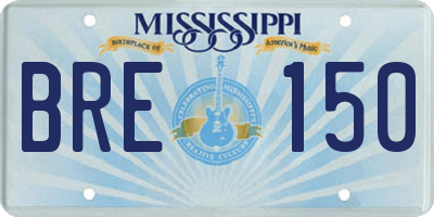 MS license plate BRE150