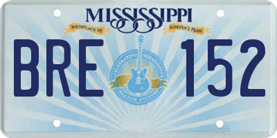 MS license plate BRE152