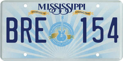 MS license plate BRE154