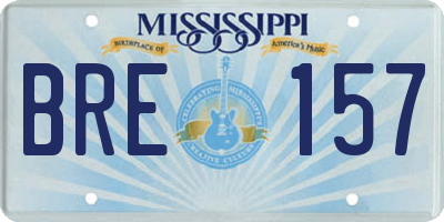 MS license plate BRE157
