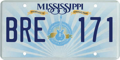 MS license plate BRE171