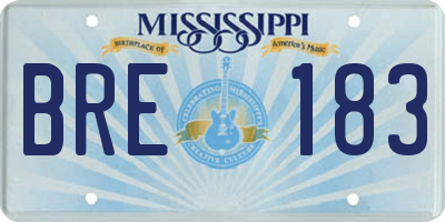 MS license plate BRE183