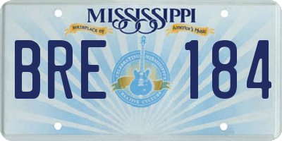 MS license plate BRE184