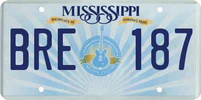 MS license plate BRE187