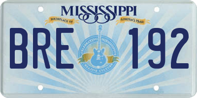 MS license plate BRE192