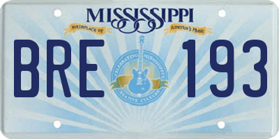 MS license plate BRE193