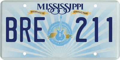 MS license plate BRE211