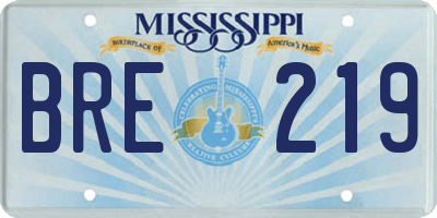 MS license plate BRE219