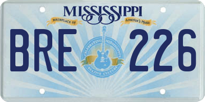 MS license plate BRE226