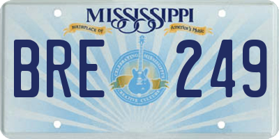 MS license plate BRE249
