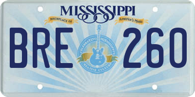 MS license plate BRE260