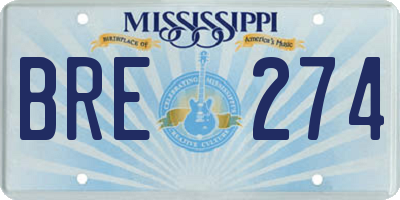 MS license plate BRE274