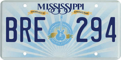 MS license plate BRE294