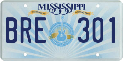 MS license plate BRE301